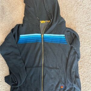 Aviator Nation Charcoal Hoodie with Blue Accents